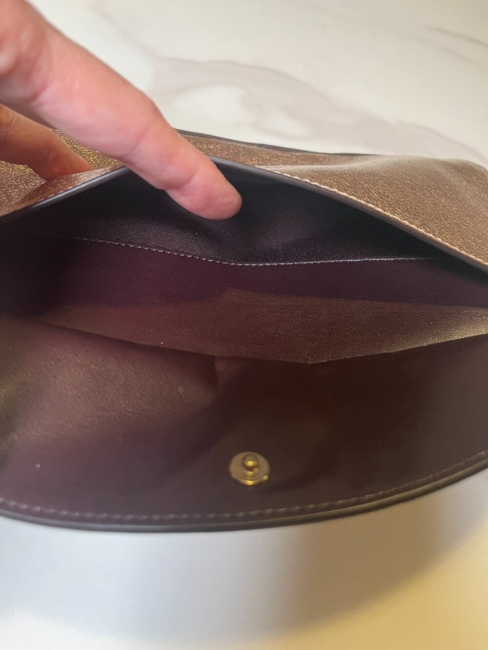 Coach Rose Gold Metallic Leather Clutch - Picture 8 of 13